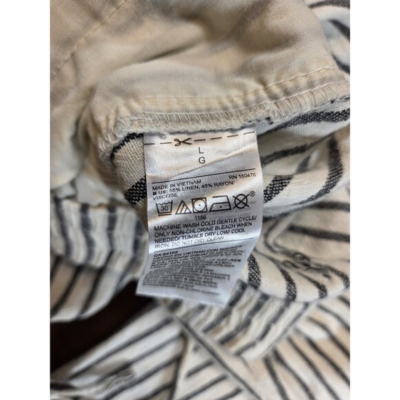 Old Navy Linen Blend Pants Womens Large White Blue Striped Tapered Ankle Pull On - Picture 7 of 7